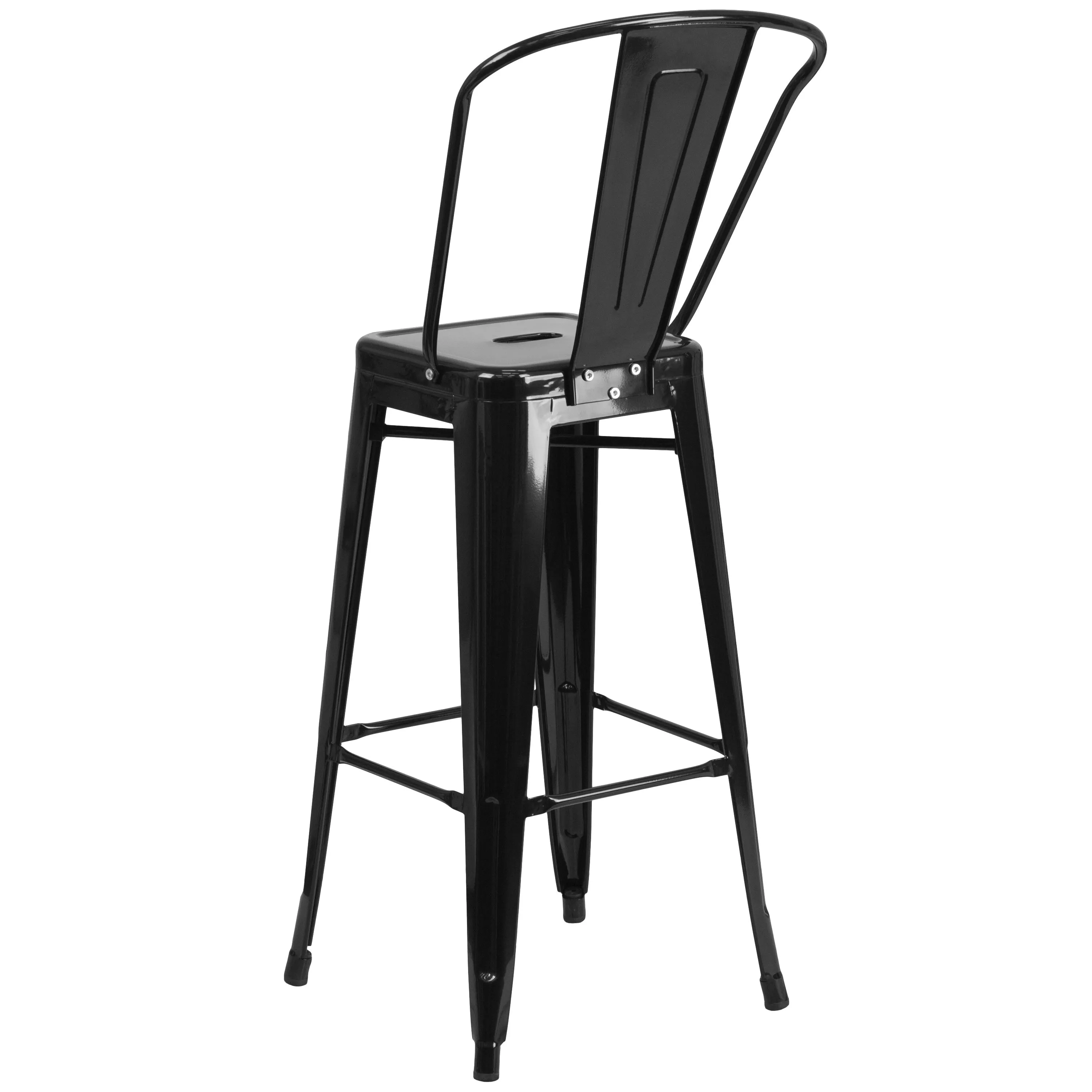 Commercial Grade 30" High Metal Indoor-Outdoor Barstool with Back