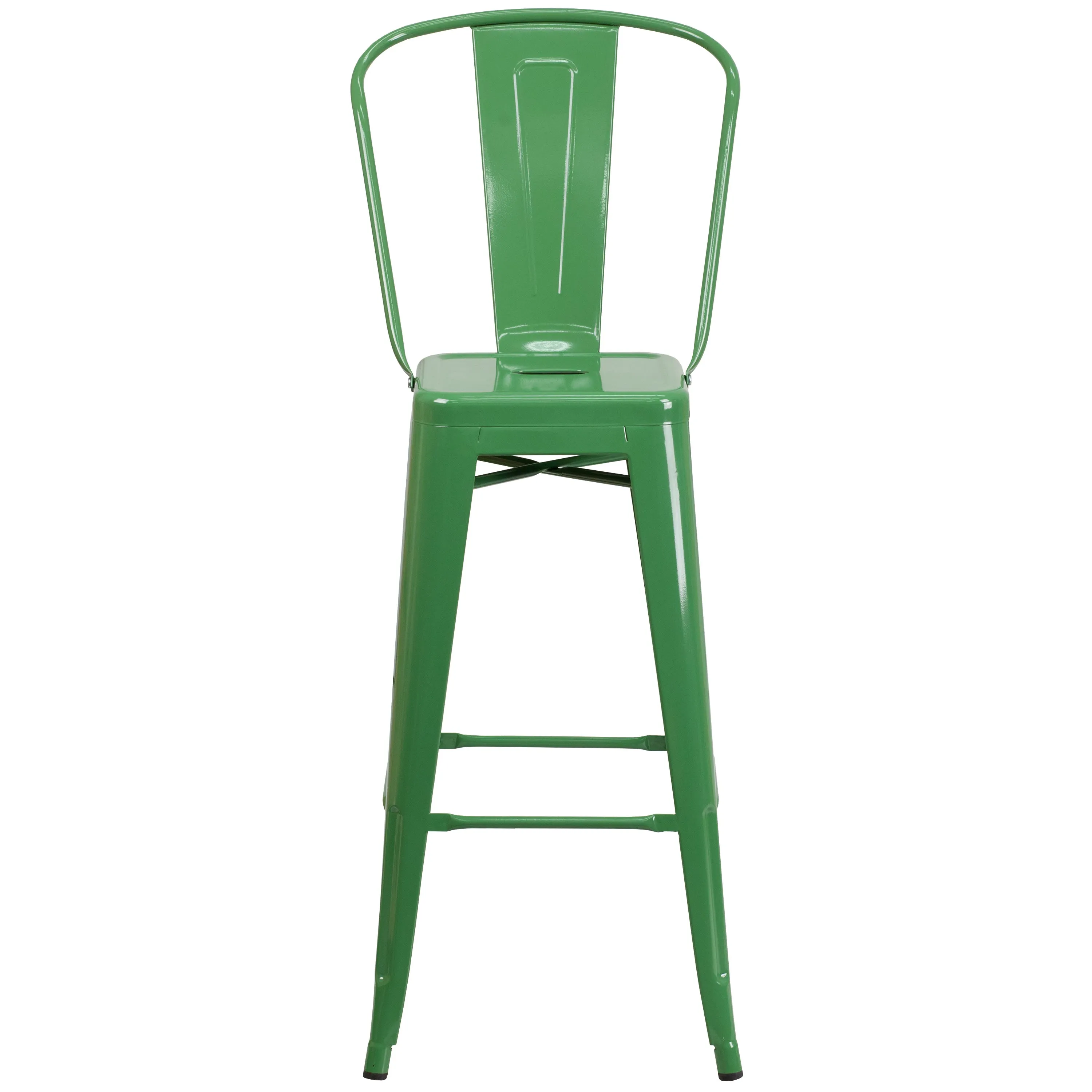 Commercial Grade 30" High Metal Indoor-Outdoor Barstool with Back