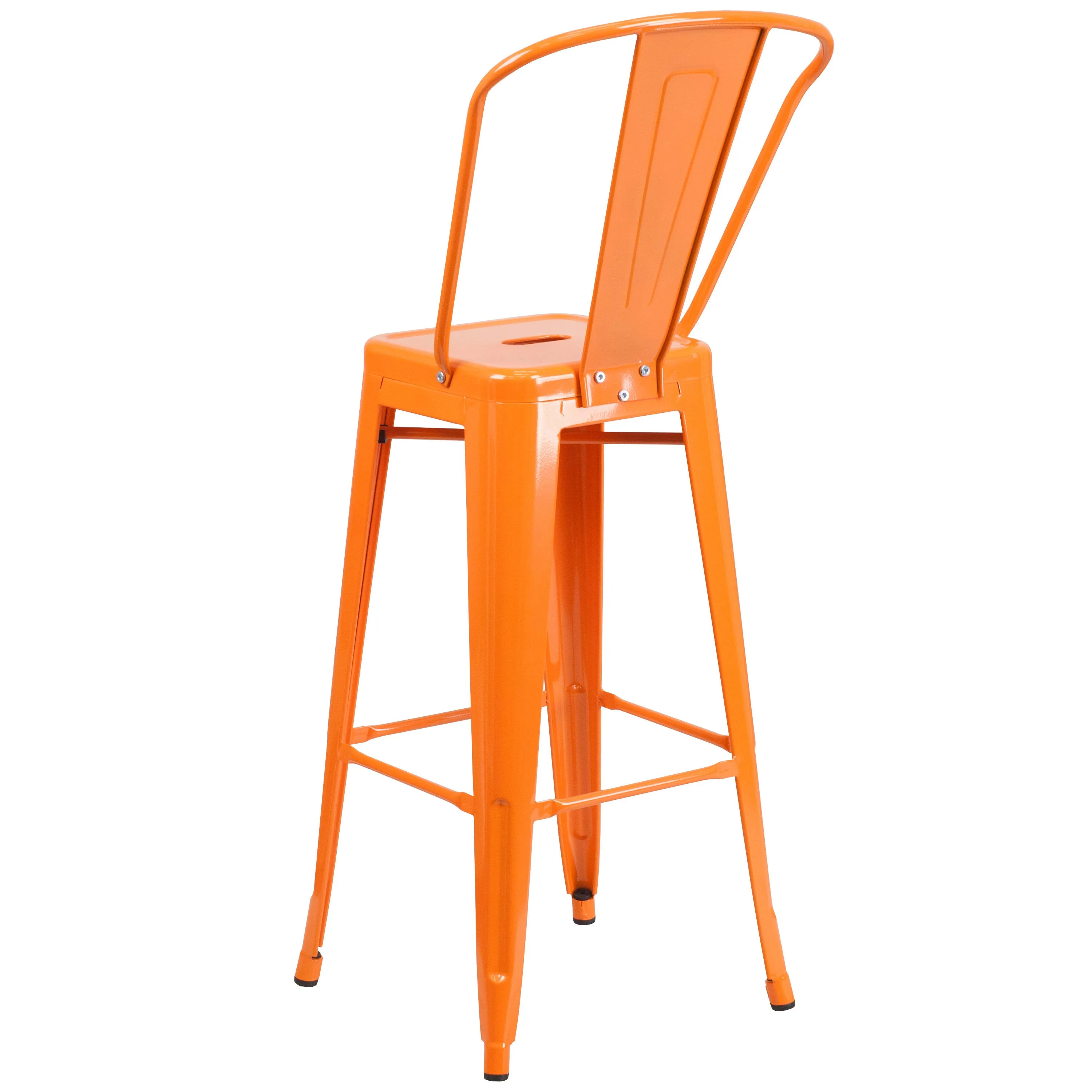 Commercial Grade 30" High Metal Indoor-Outdoor Barstool with Back