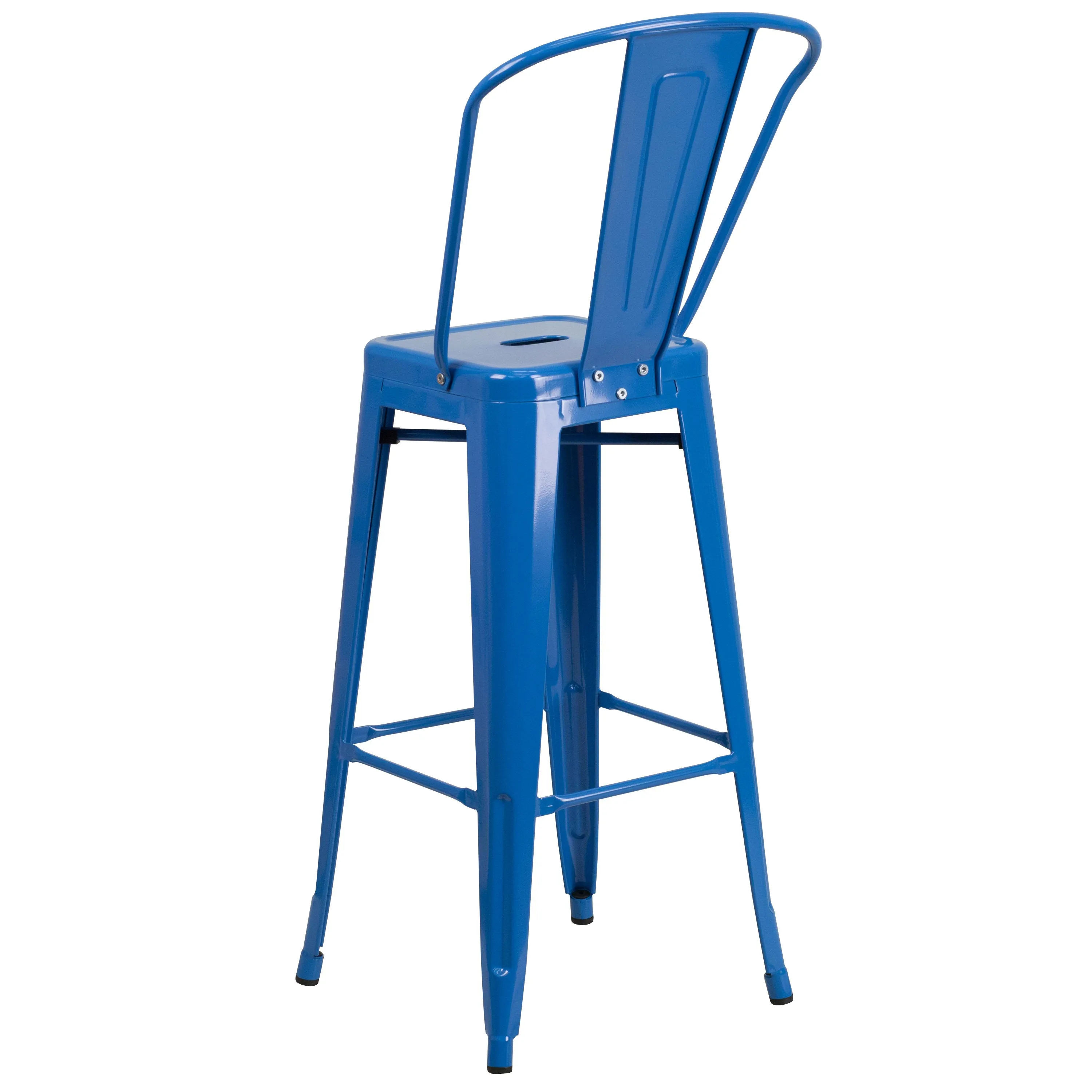 Commercial Grade 30" High Metal Indoor-Outdoor Barstool with Back