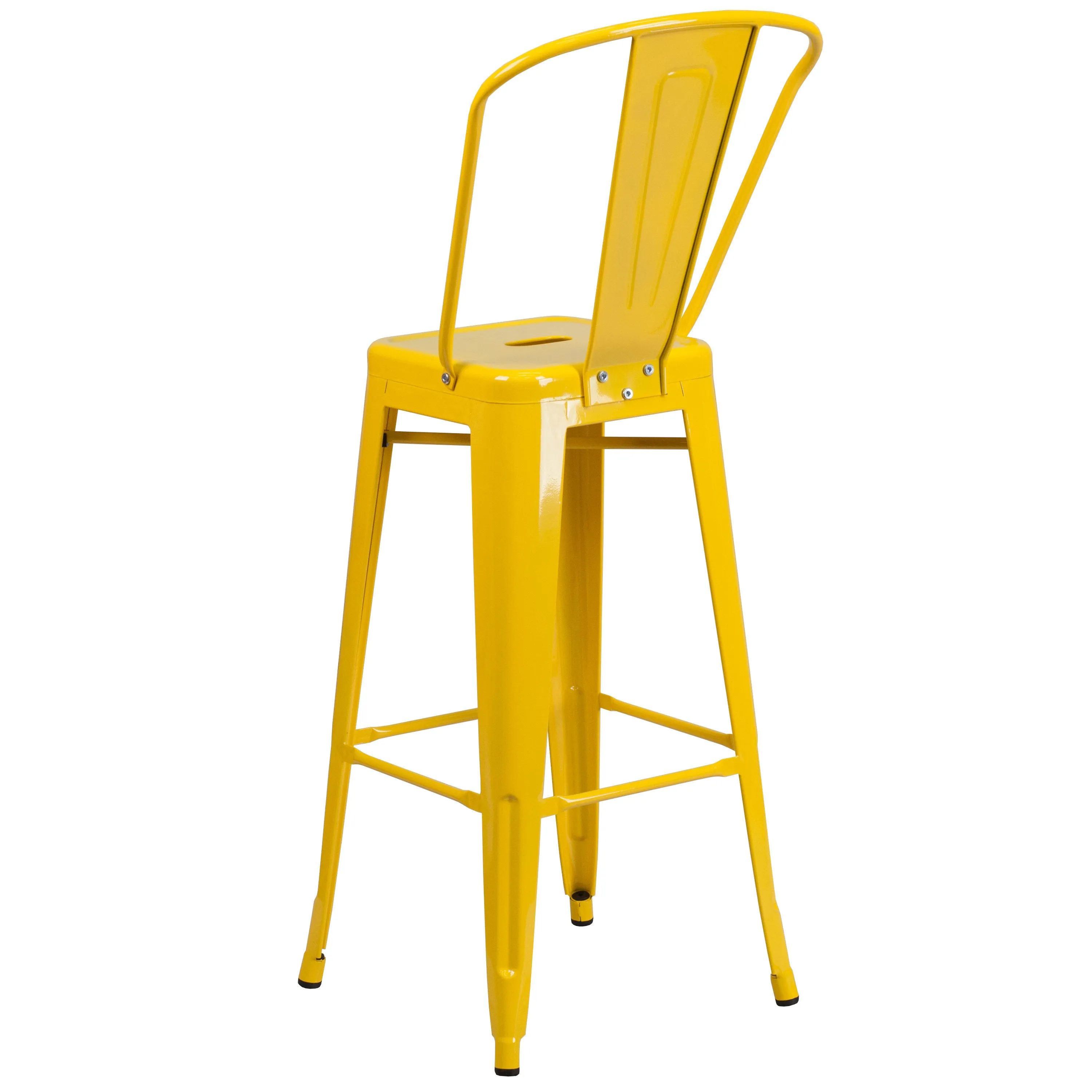 Commercial Grade 30" High Metal Indoor-Outdoor Barstool with Back