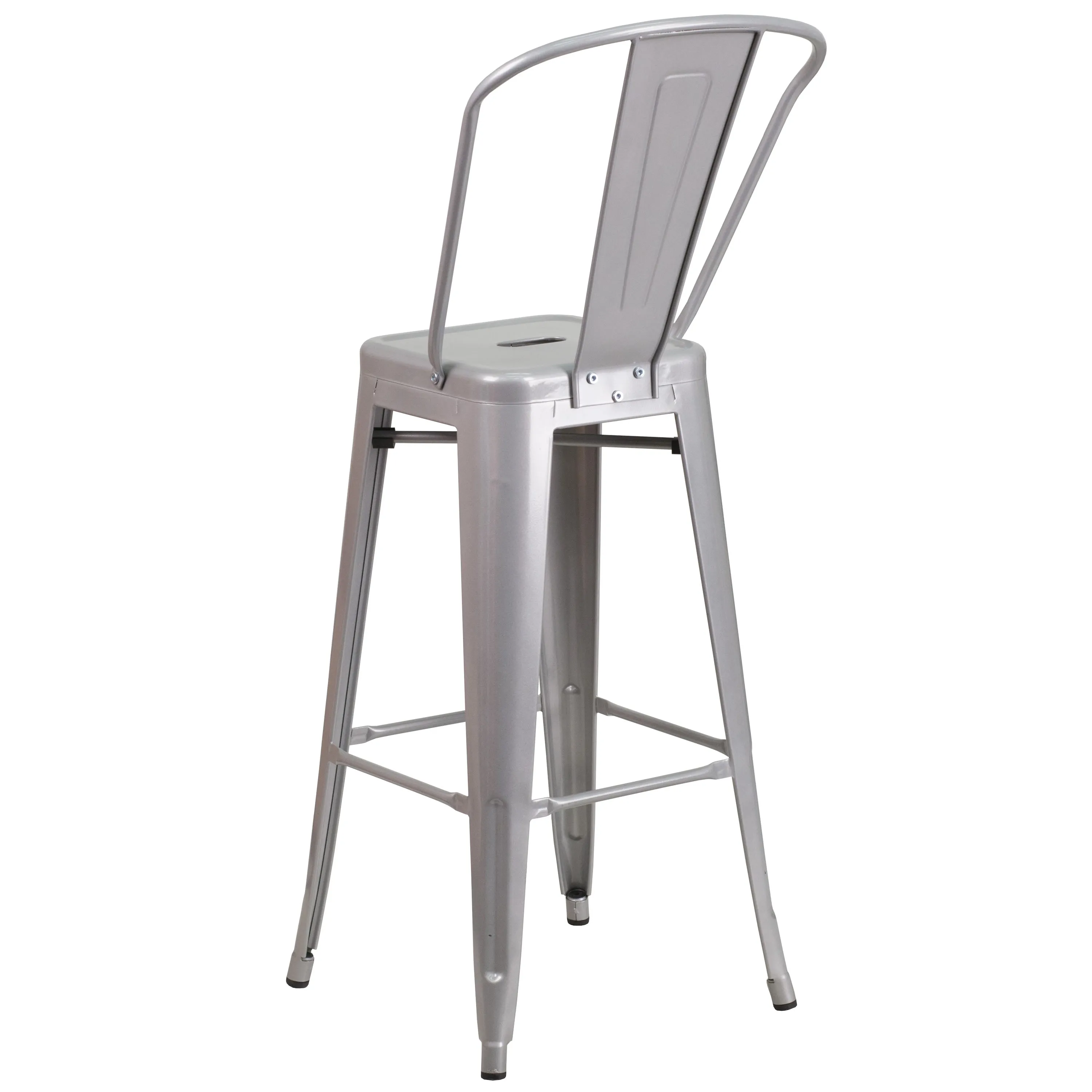 Commercial Grade 30" High Metal Indoor-Outdoor Barstool with Back