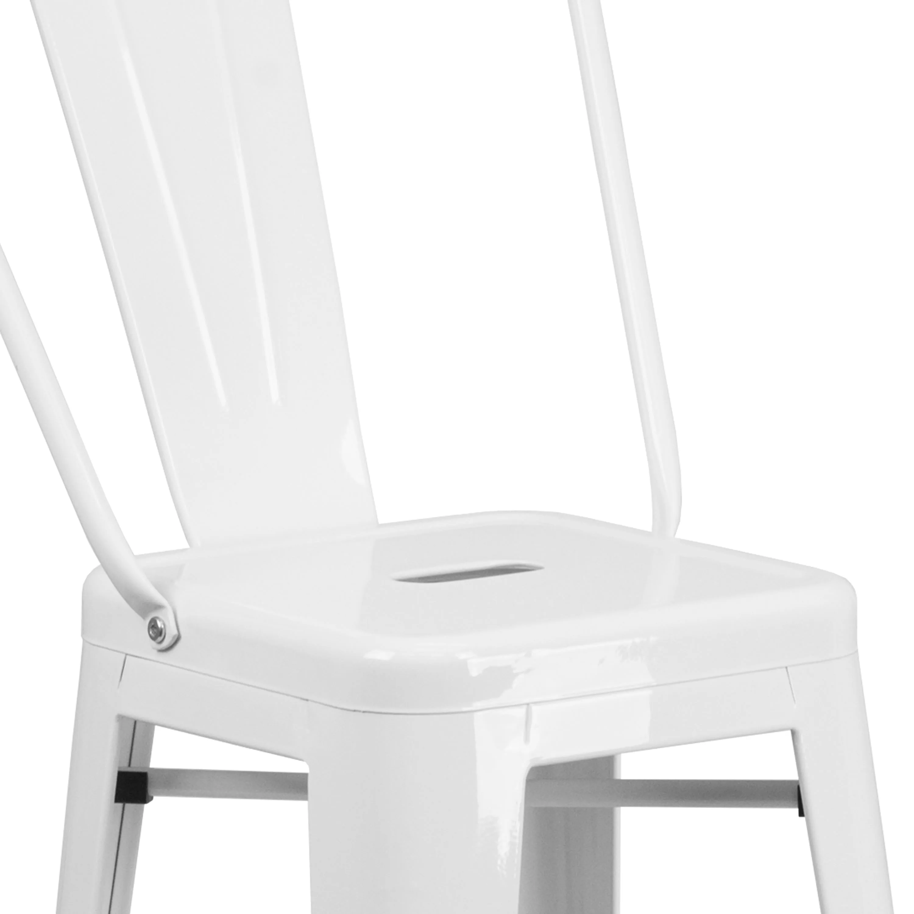 Commercial Grade 30" High Metal Indoor-Outdoor Barstool with Back