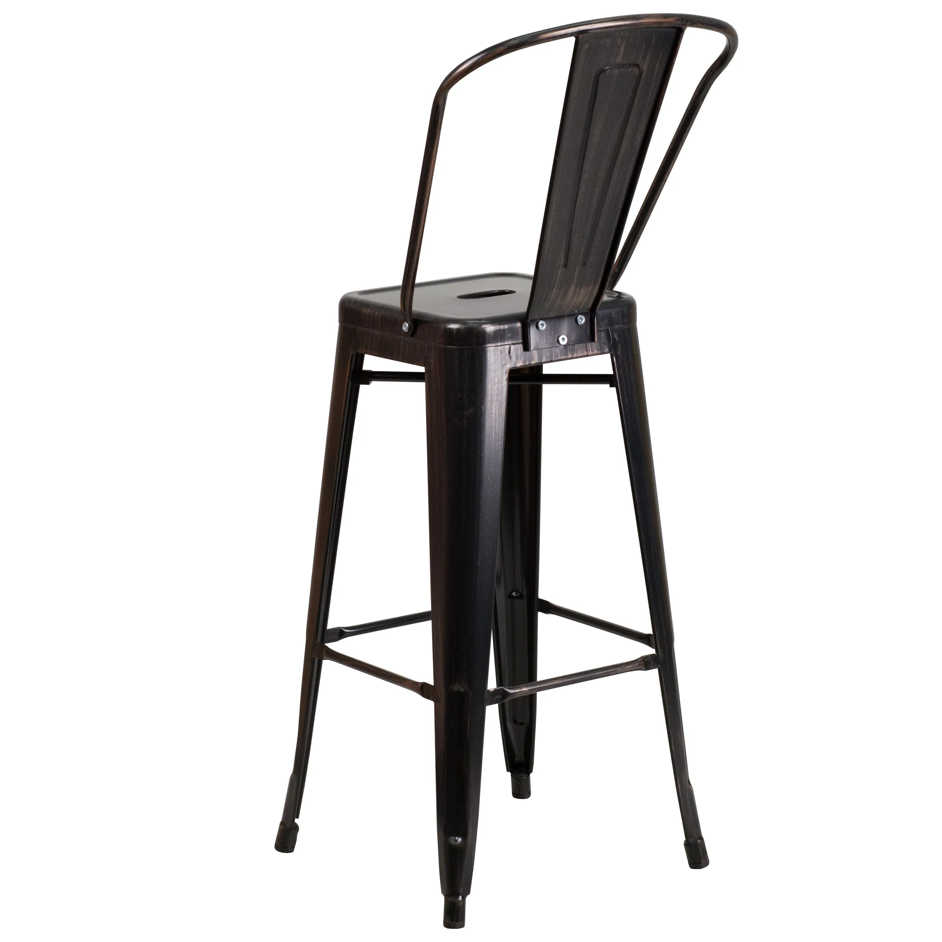 Commercial Grade 30" High Metal Indoor-Outdoor Barstool with Back