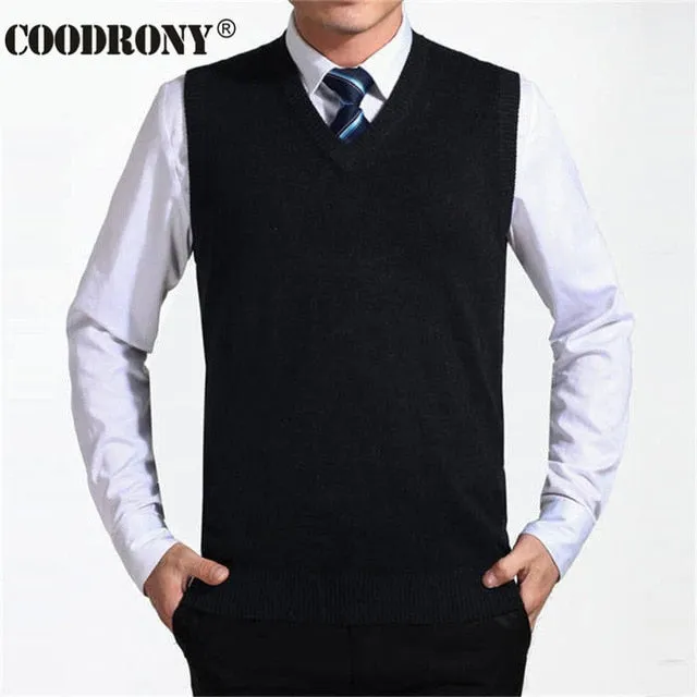 COODRONY 2018 New Arrival Solid Color Sweater Vest Men Cashmere Sweaters Wool Pullover Men Brand V-Neck Sleeveless Jersey Hombre