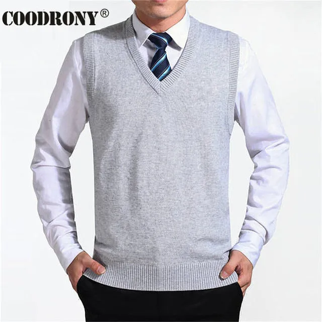 COODRONY 2018 New Arrival Solid Color Sweater Vest Men Cashmere Sweaters Wool Pullover Men Brand V-Neck Sleeveless Jersey Hombre