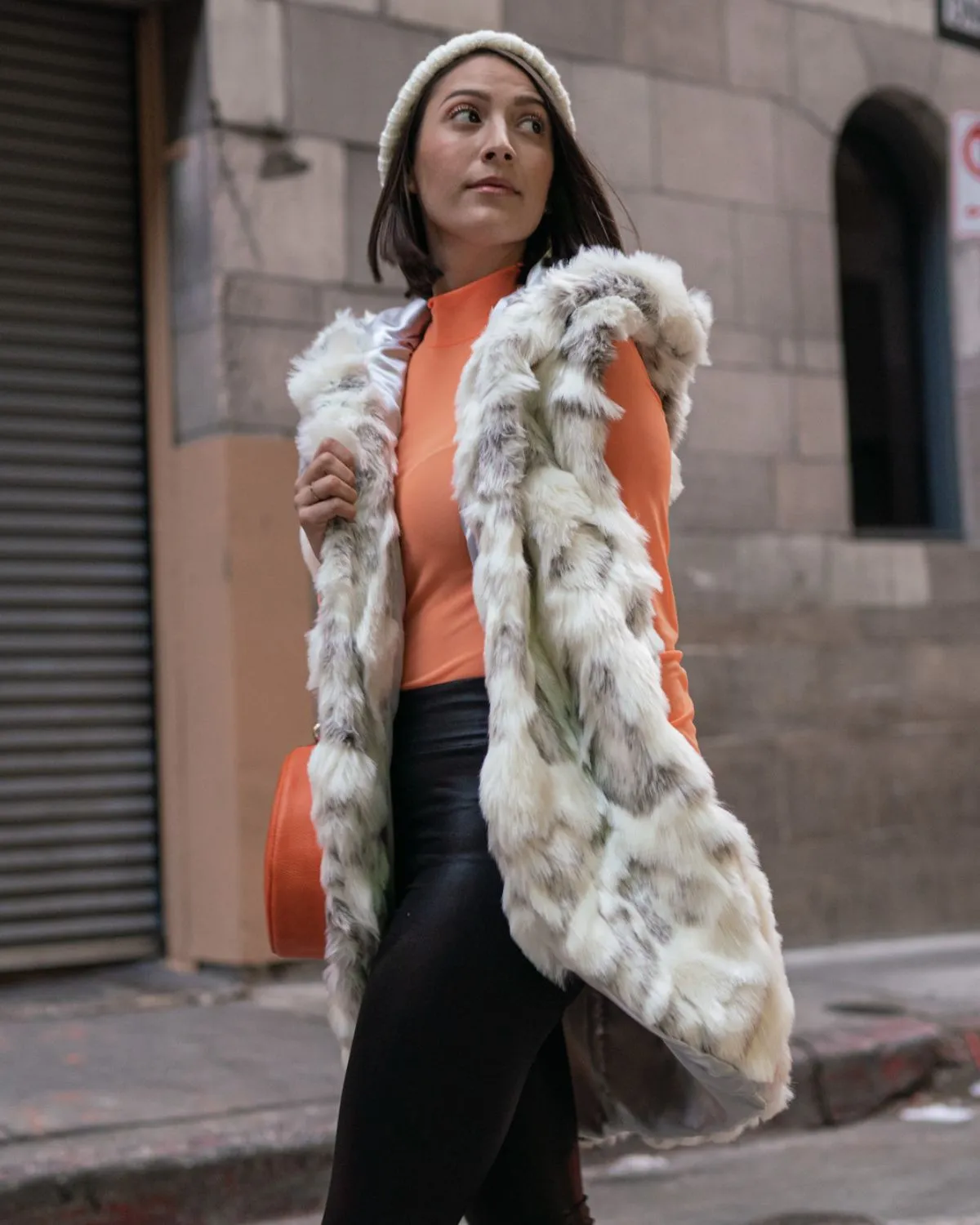 Corseni Fur Coat in Chinchilla White