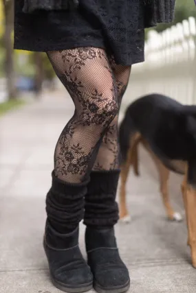 Delicate Floral Lace Net Tights