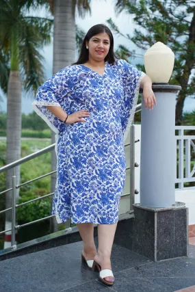 Dreamy Blue Floral Rayon Kaftan