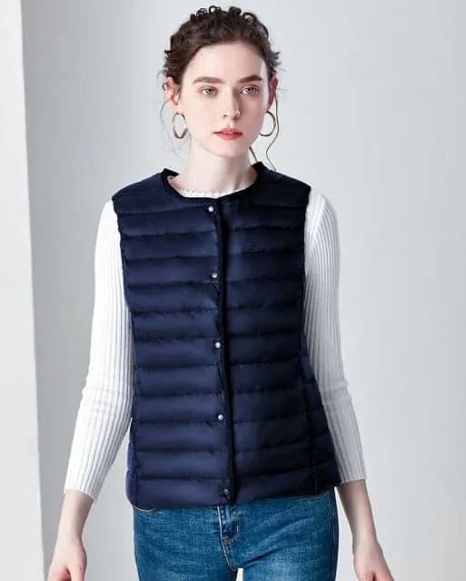 DressBetty - Winter Weightless Round Collar Sleeveless Duck Down Coat