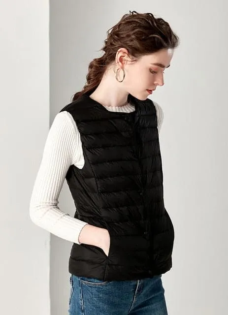 DressBetty - Winter Weightless Round Collar Sleeveless Duck Down Coat