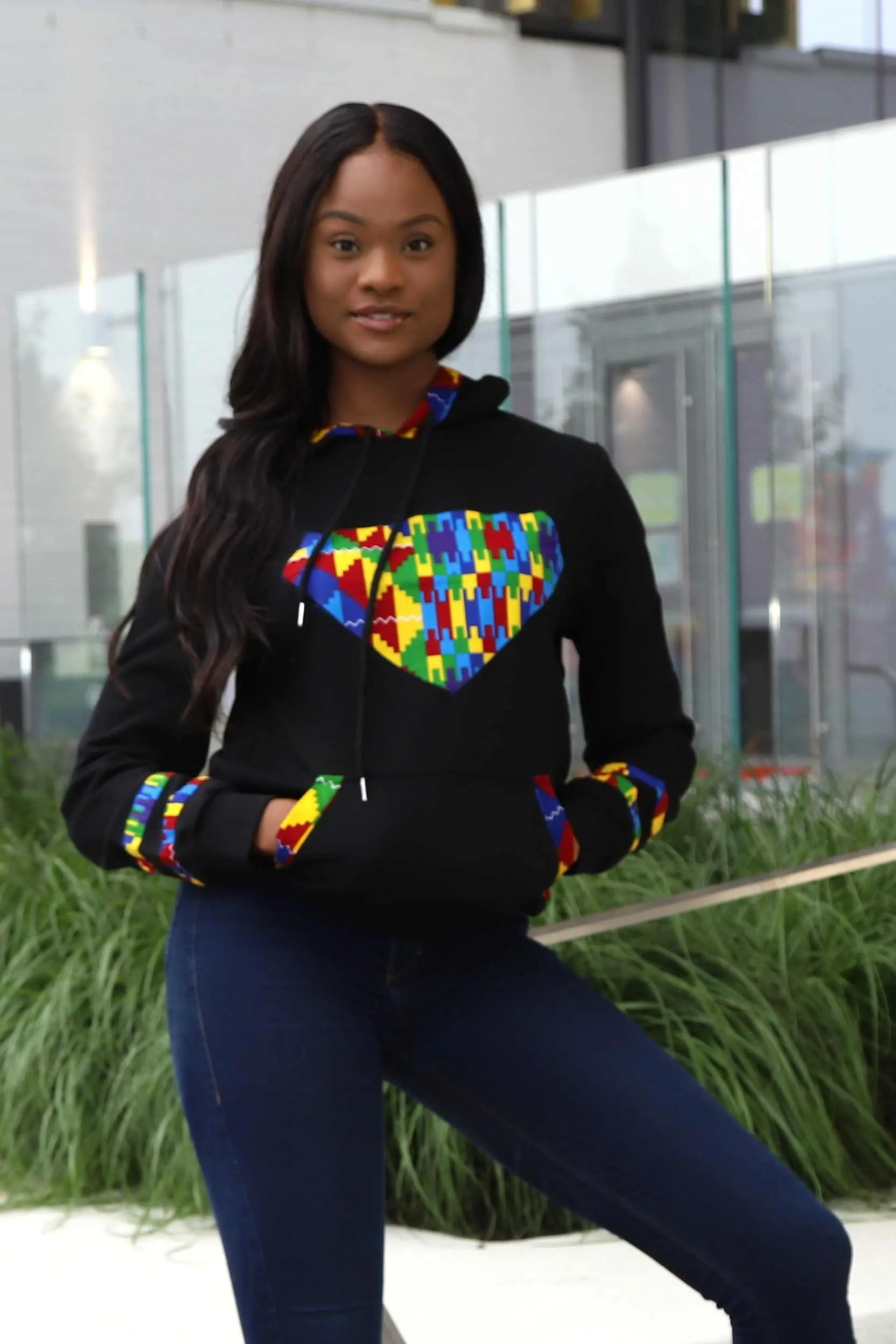 EBI African Print Unisex Pullover Hoodie Sweatshirt