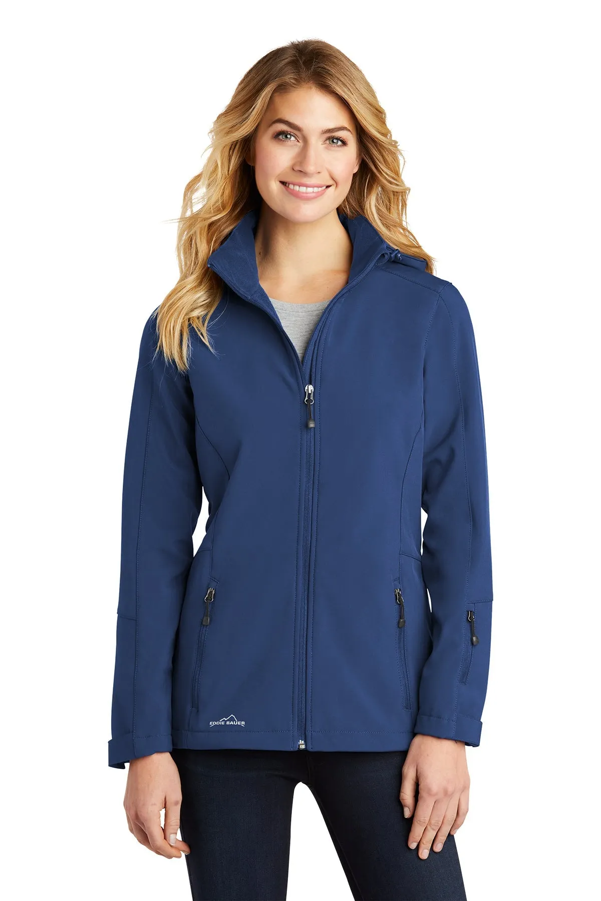 Eddie Bauer Ladies Hooded Soft Shell Custom Parkas, Admiral Blue