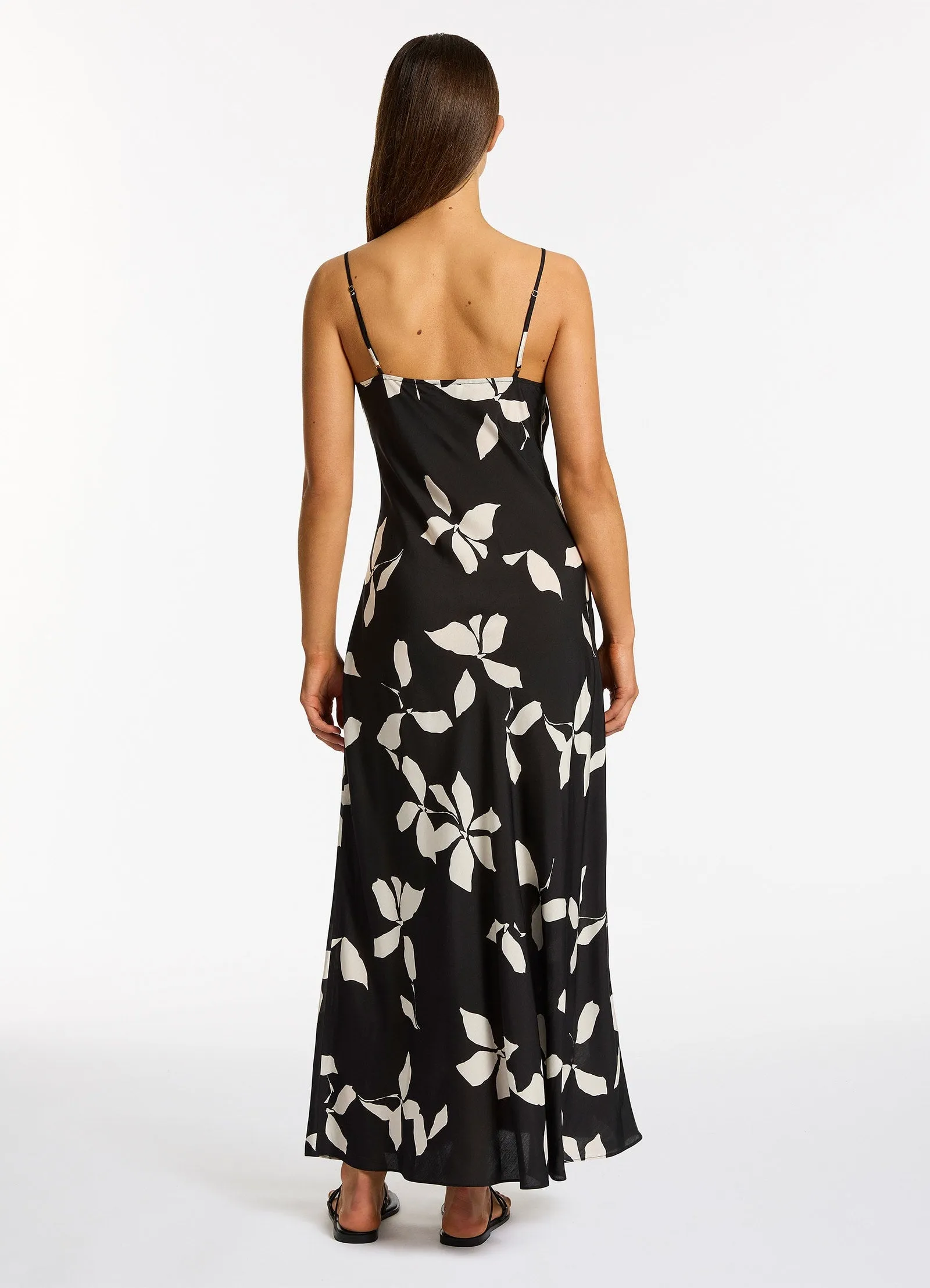 Elora Bloom Slip Maxi Dress - Black