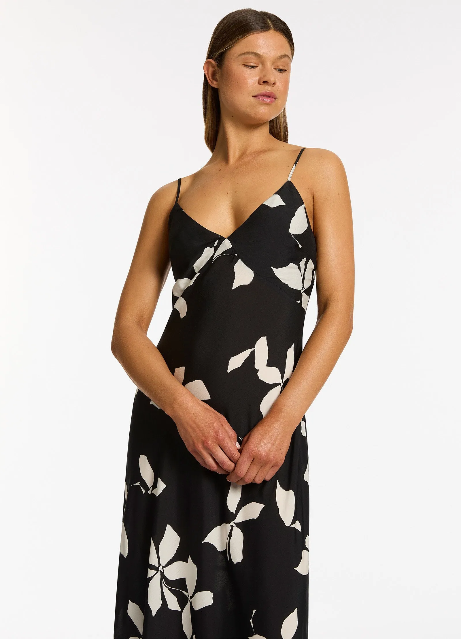 Elora Bloom Slip Maxi Dress - Black