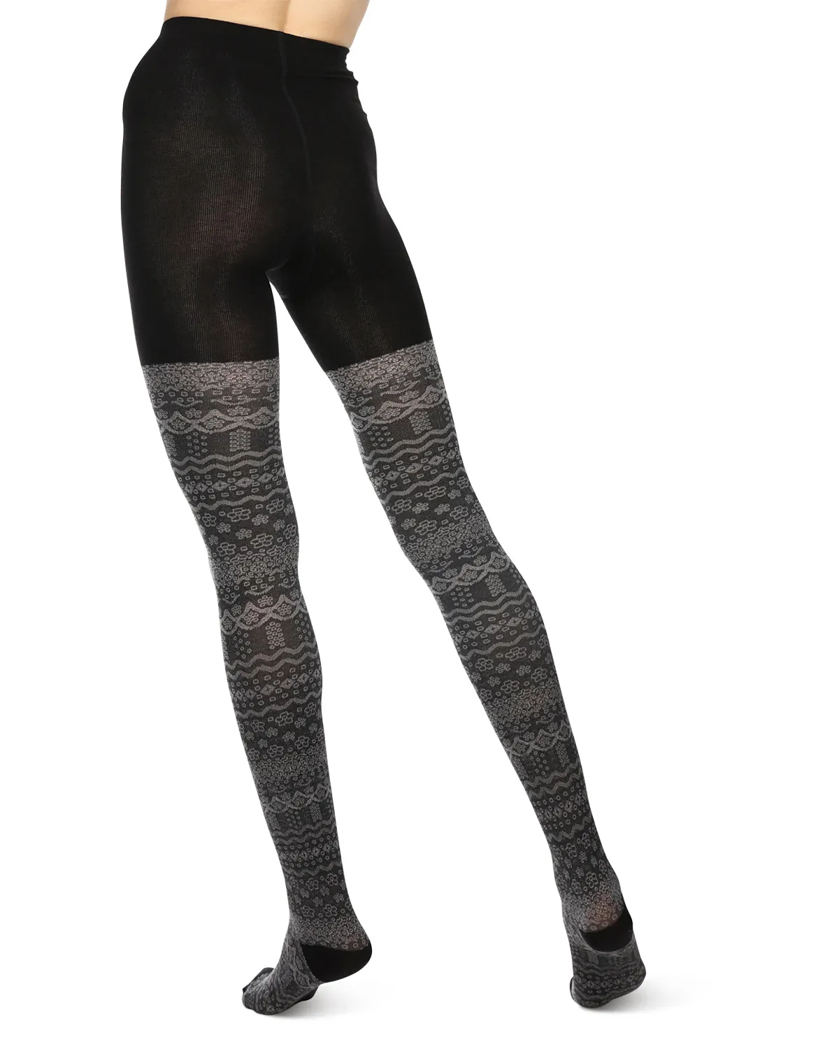 Fair Isle Frost Cotton Blend Sweater Tights