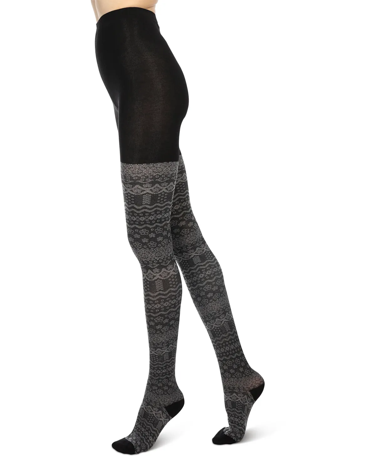 Fair Isle Frost Cotton Blend Sweater Tights