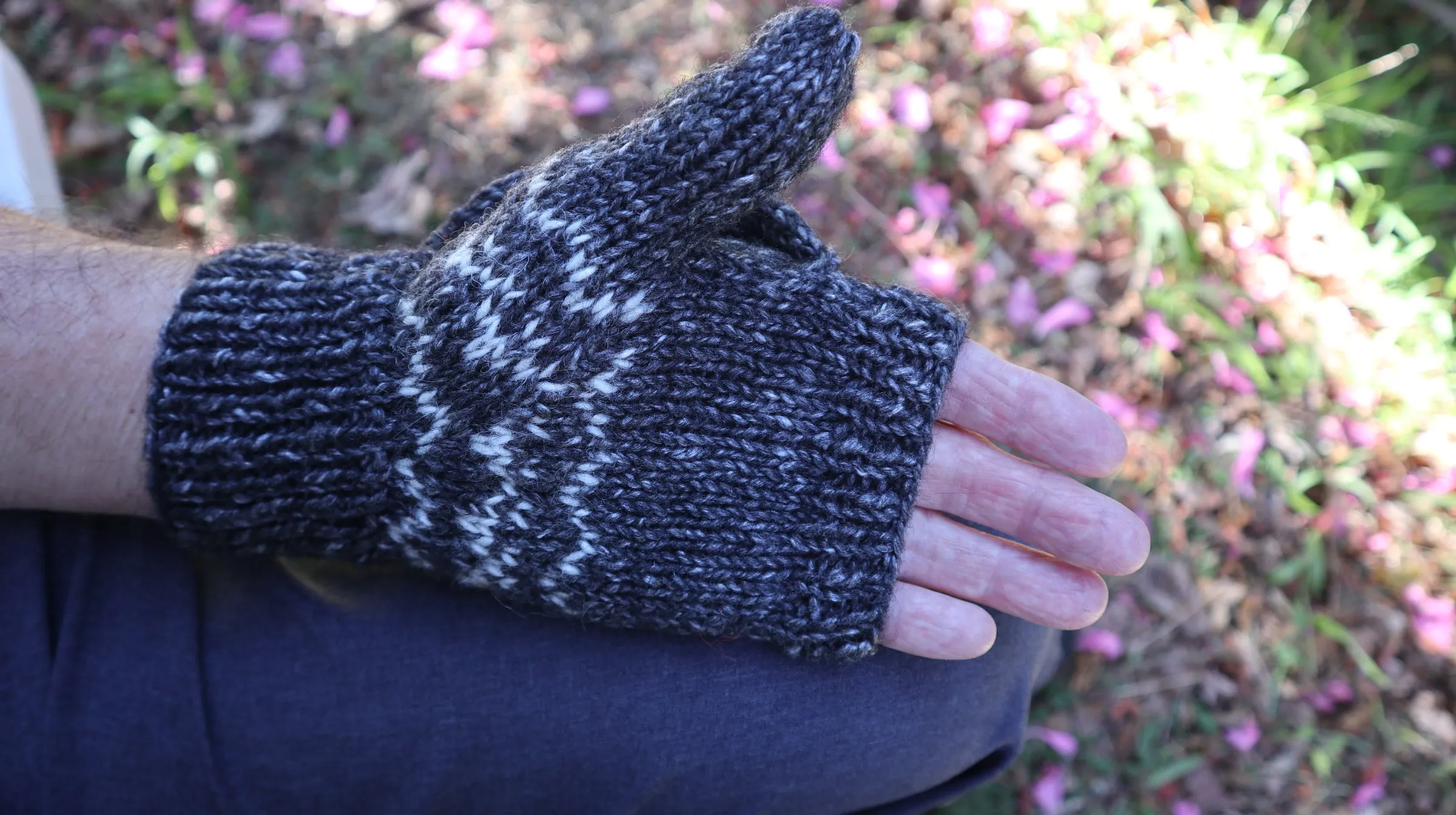 Fair Trade Ethical Adult Fingerless Gloves with Cap in Grey