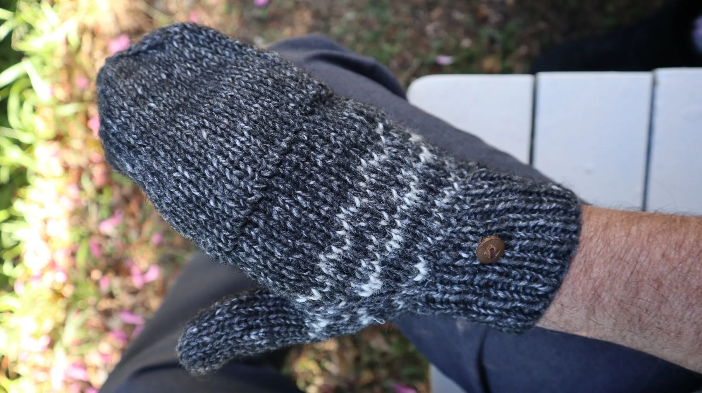 Fair Trade Ethical Adult Fingerless Gloves with Cap in Grey