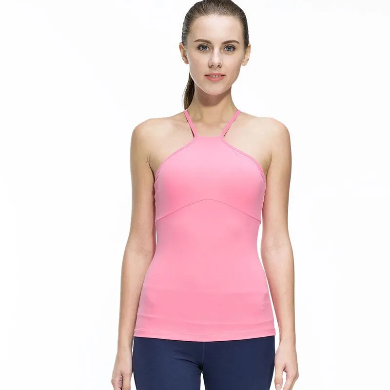 Fitness Women Sleeveless Shirts Jogging Vest Gym Sports Running Clothes Tight Yoga Top with Breathable Quick Dry Spandex