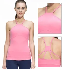 Fitness Women Sleeveless Shirts Jogging Vest Gym Sports Running Clothes Tight Yoga Top with Breathable Quick Dry Spandex