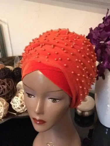 Fully Beaded  Double velvet Turban headwraps ....available in different colour