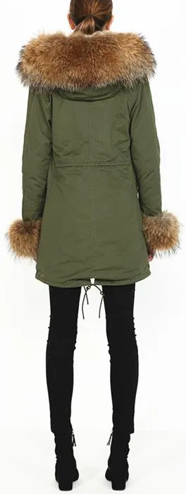 Fur-Lined and Hooded Parka Coat