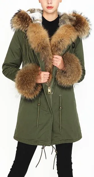 Fur-Lined and Hooded Parka Coat