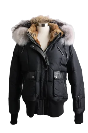 Fur Lined Bomber Jacket W/ Fur Hood