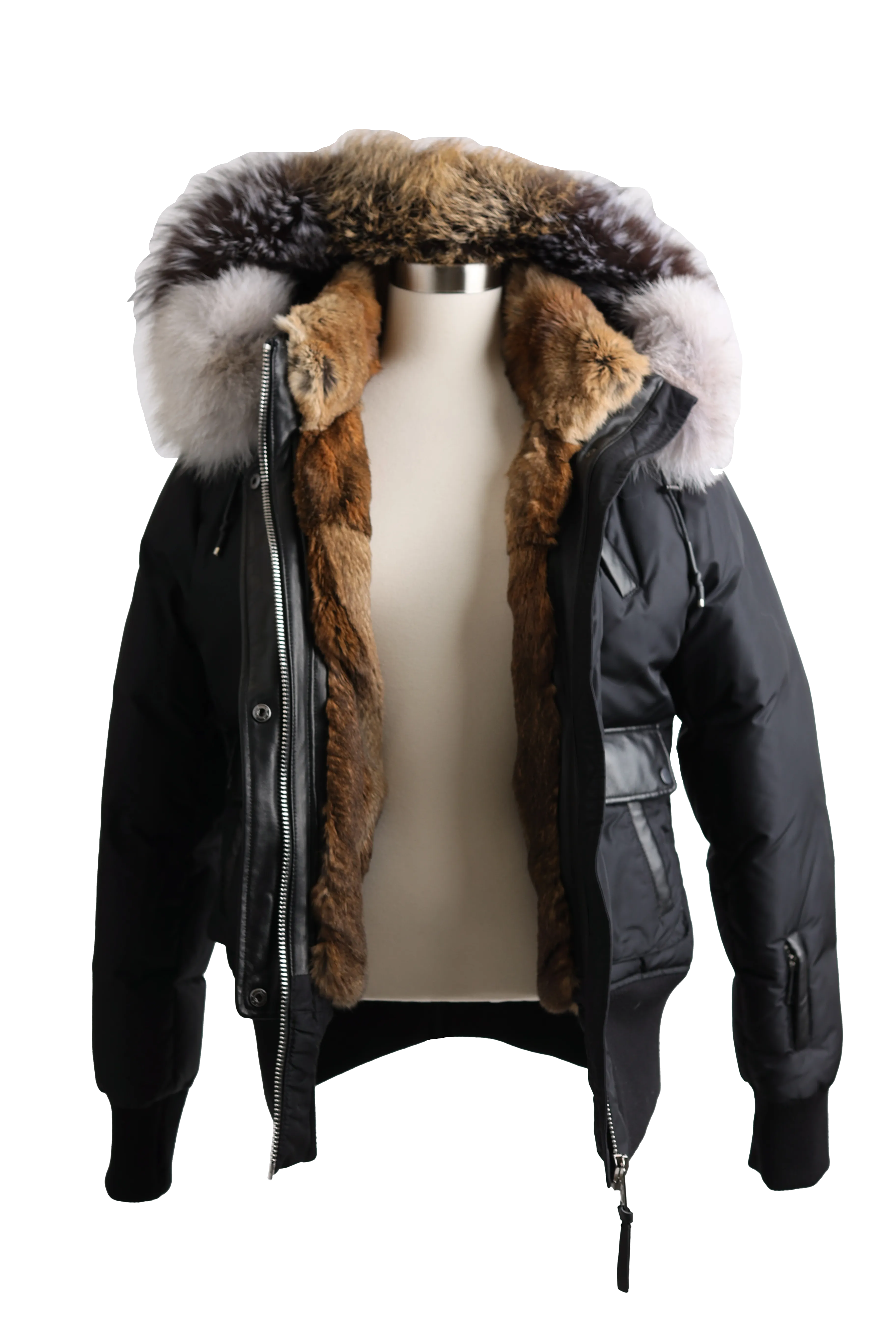 Fur Lined Bomber Jacket W/ Fur Hood