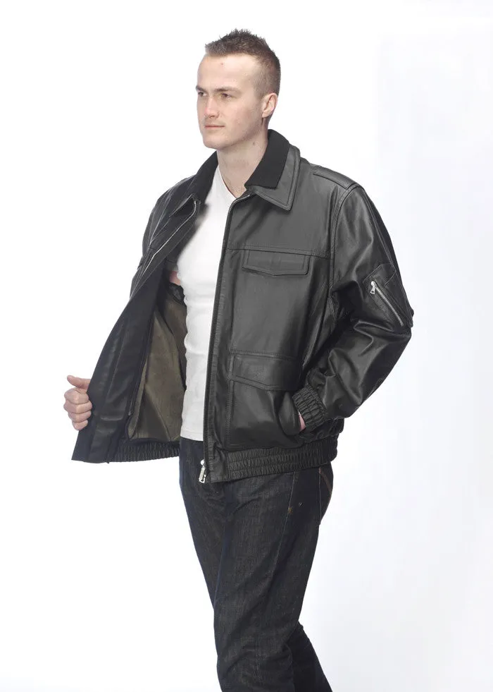 German Police Leather Bomber Jacket - Style 1