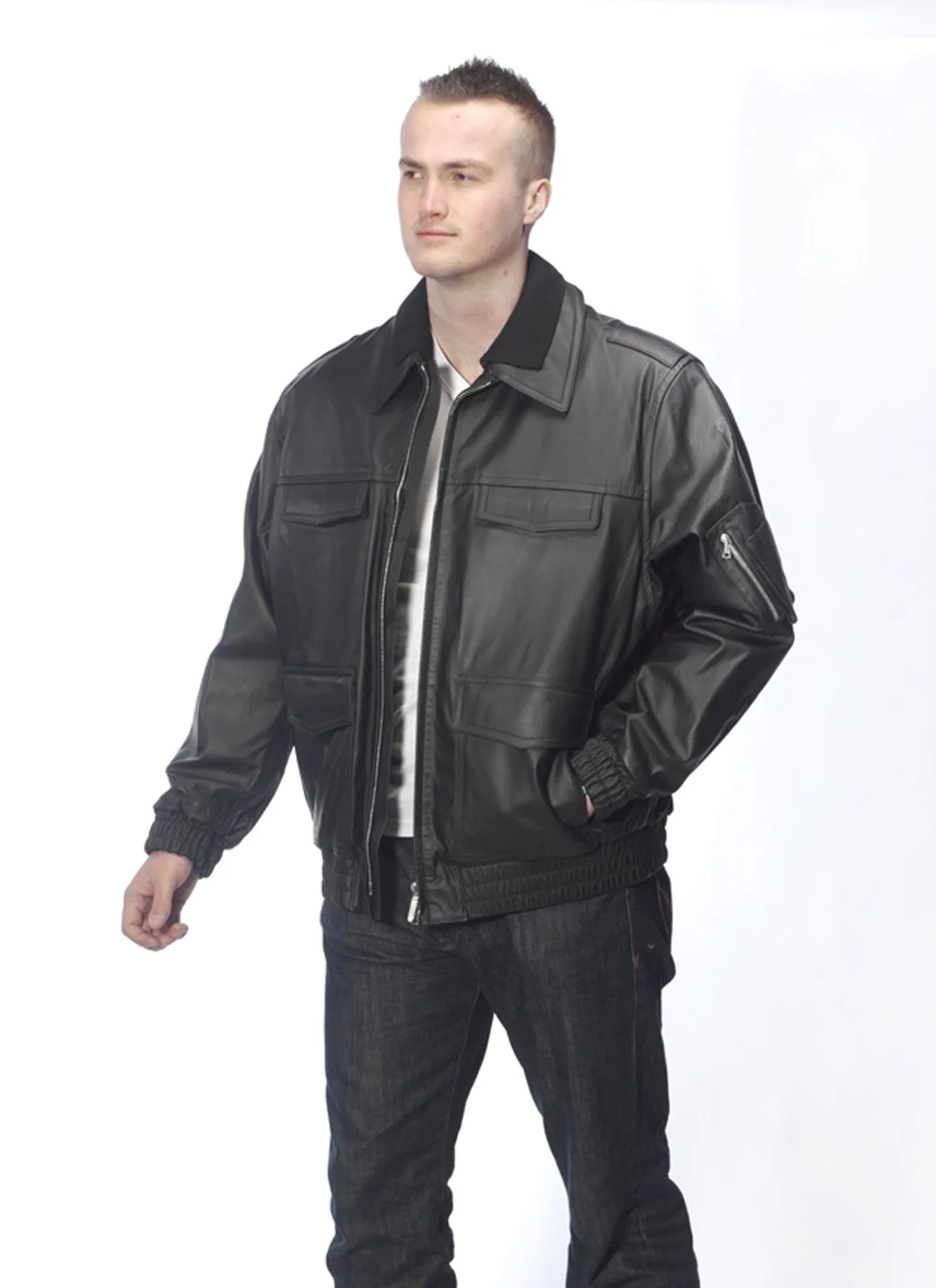 German Police Leather Bomber Jacket - Style 1