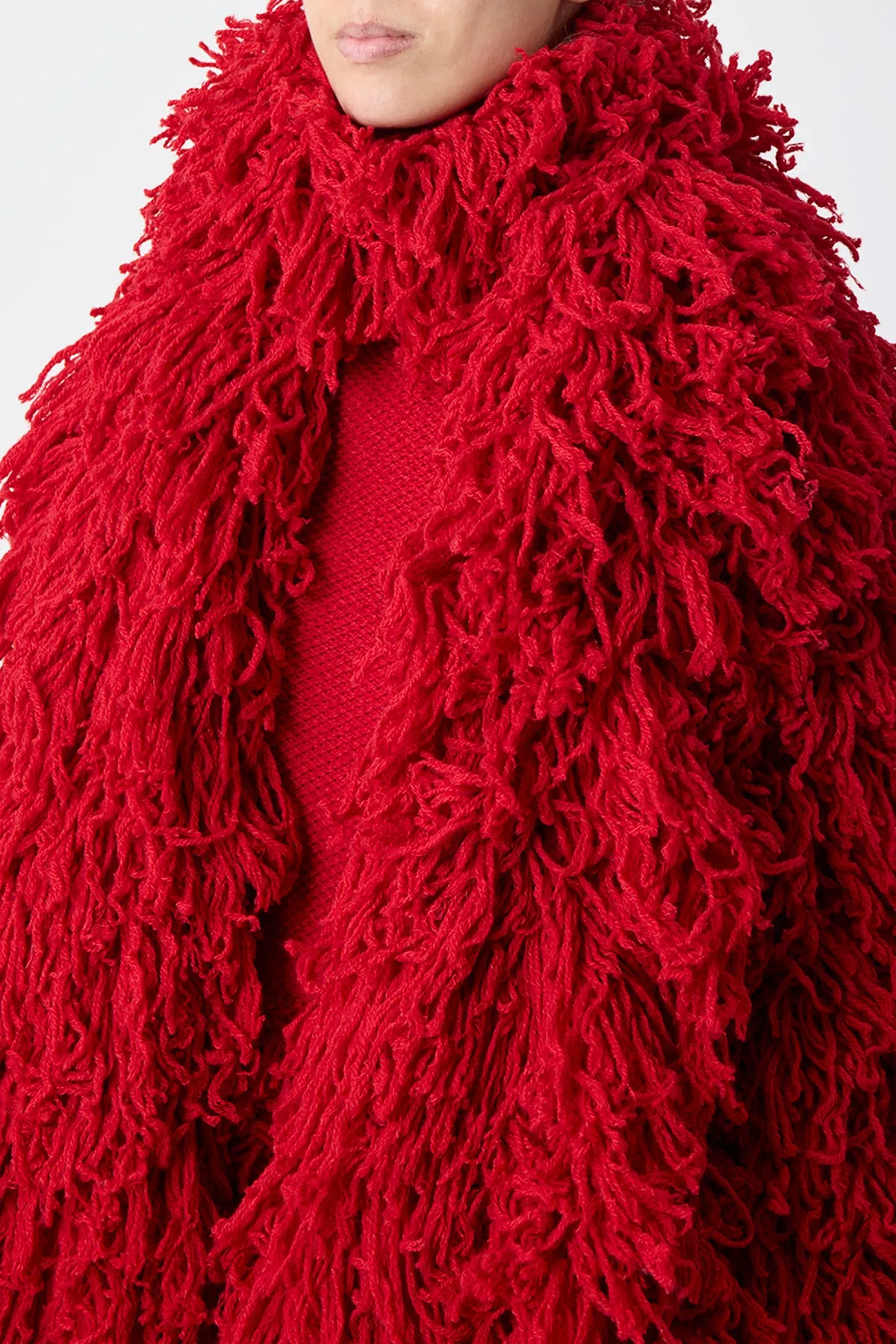 Hargreaves Knit Scarf in Scarlet Red Virgin Wool Cashmere Silk