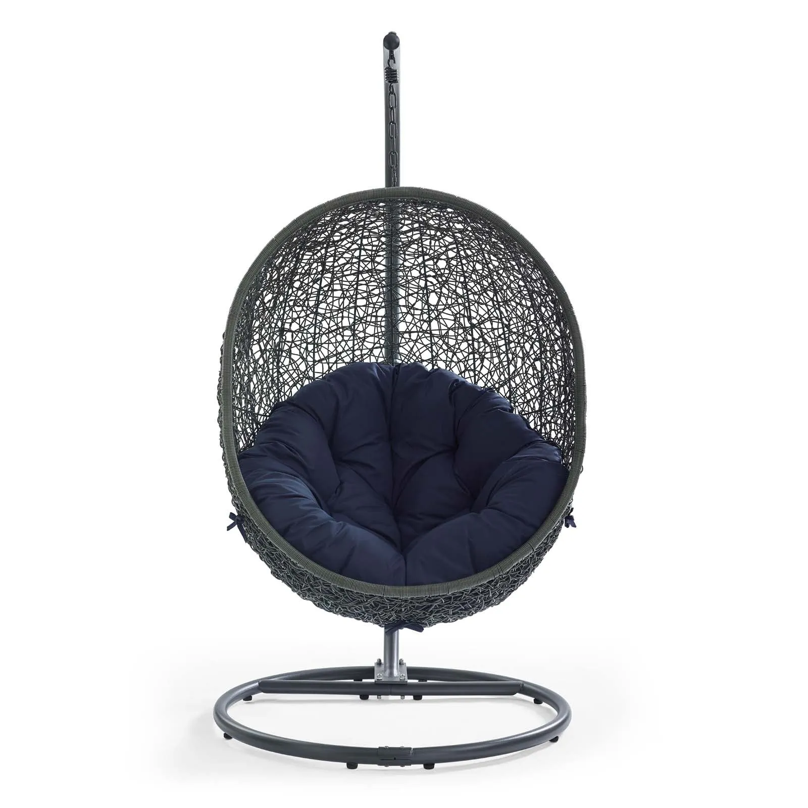 Hide Outdoor Patio Swing Chair With Stand Gray Navy EEI-2273-GRY-NAV