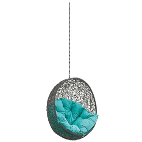 Hide Outdoor Patio Swing Chair Without Stand Gray Turquoise EEI-2654-GRY-TRQ