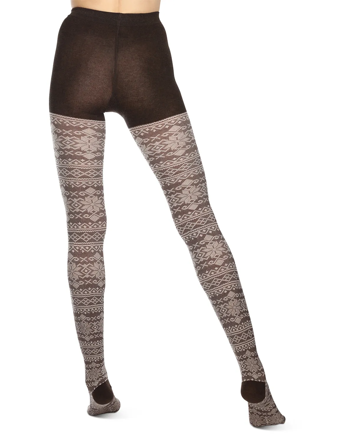 Holiday Snowflake Patterned Cotton Blend Sweater Tights