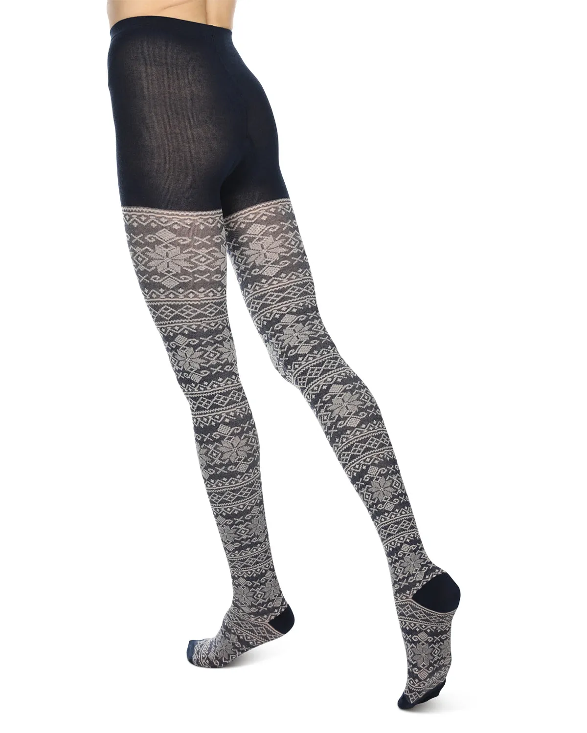 Holiday Snowflake Patterned Cotton Blend Sweater Tights