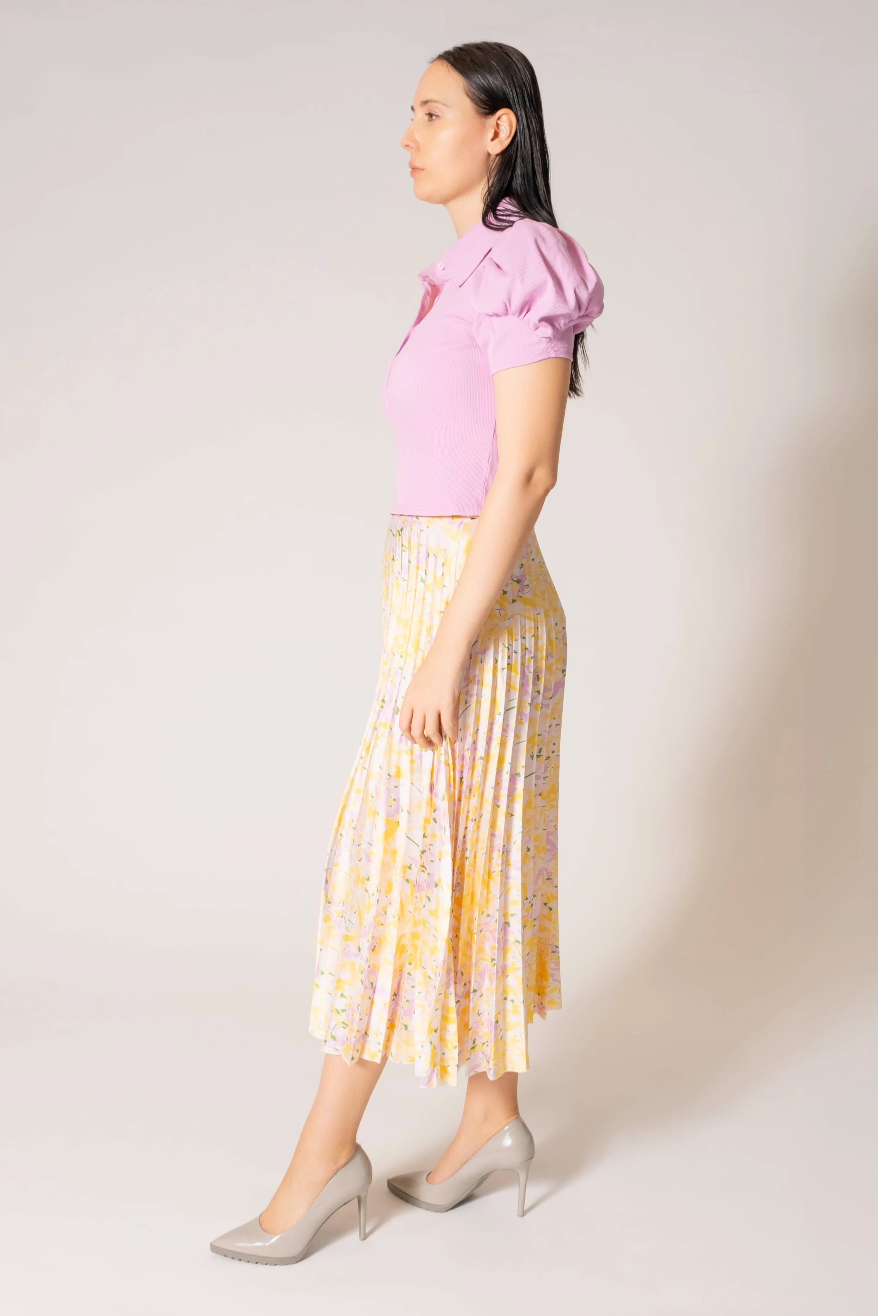 Hunter Floral Print Pleated Silk Maxi Skirt