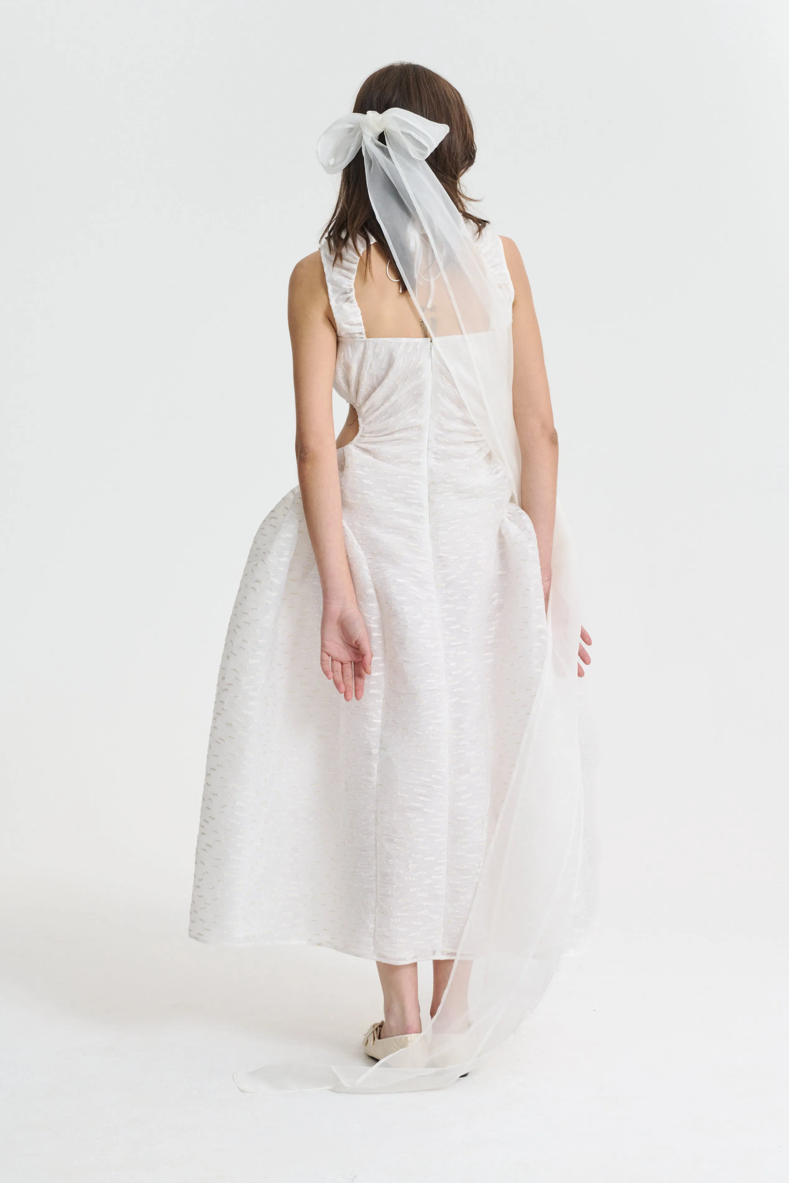 JUJU | DRESS PLEATED MARGUERITE WHITE/ECRU