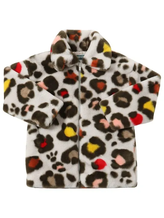 Kenzo Kids   Printed faux fur coat 