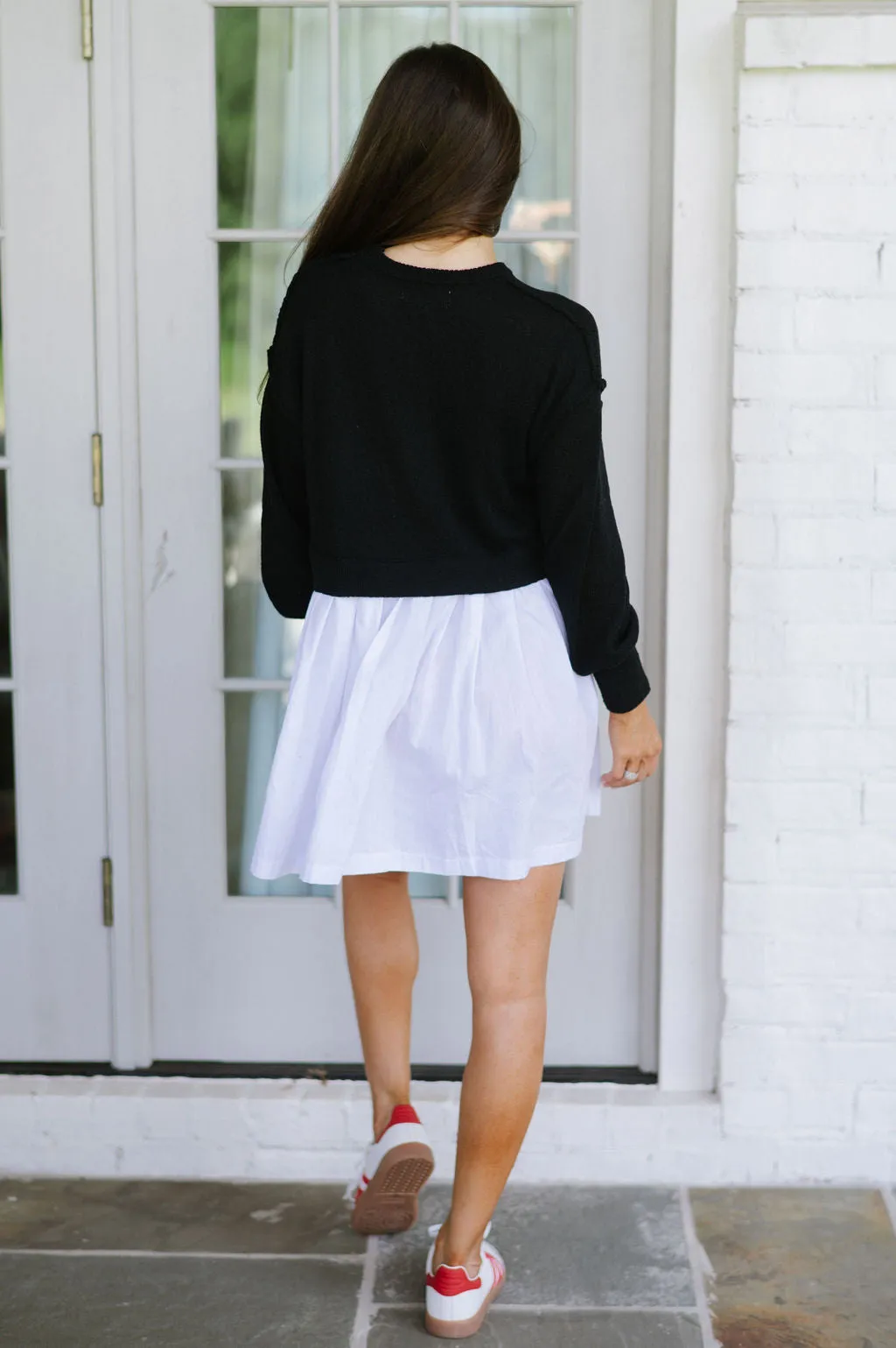 Knit Combo Mini Dress- Black