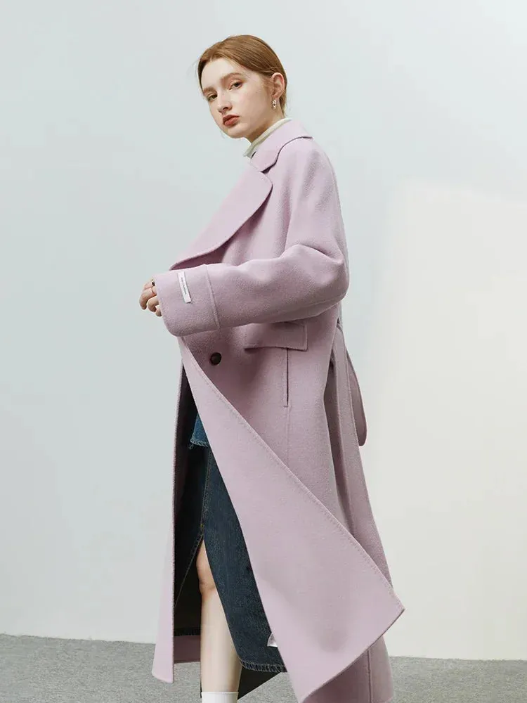 Korean Woolen Autumn Winter Elegant Solid Office Double-sided Mid-length Chic Coat