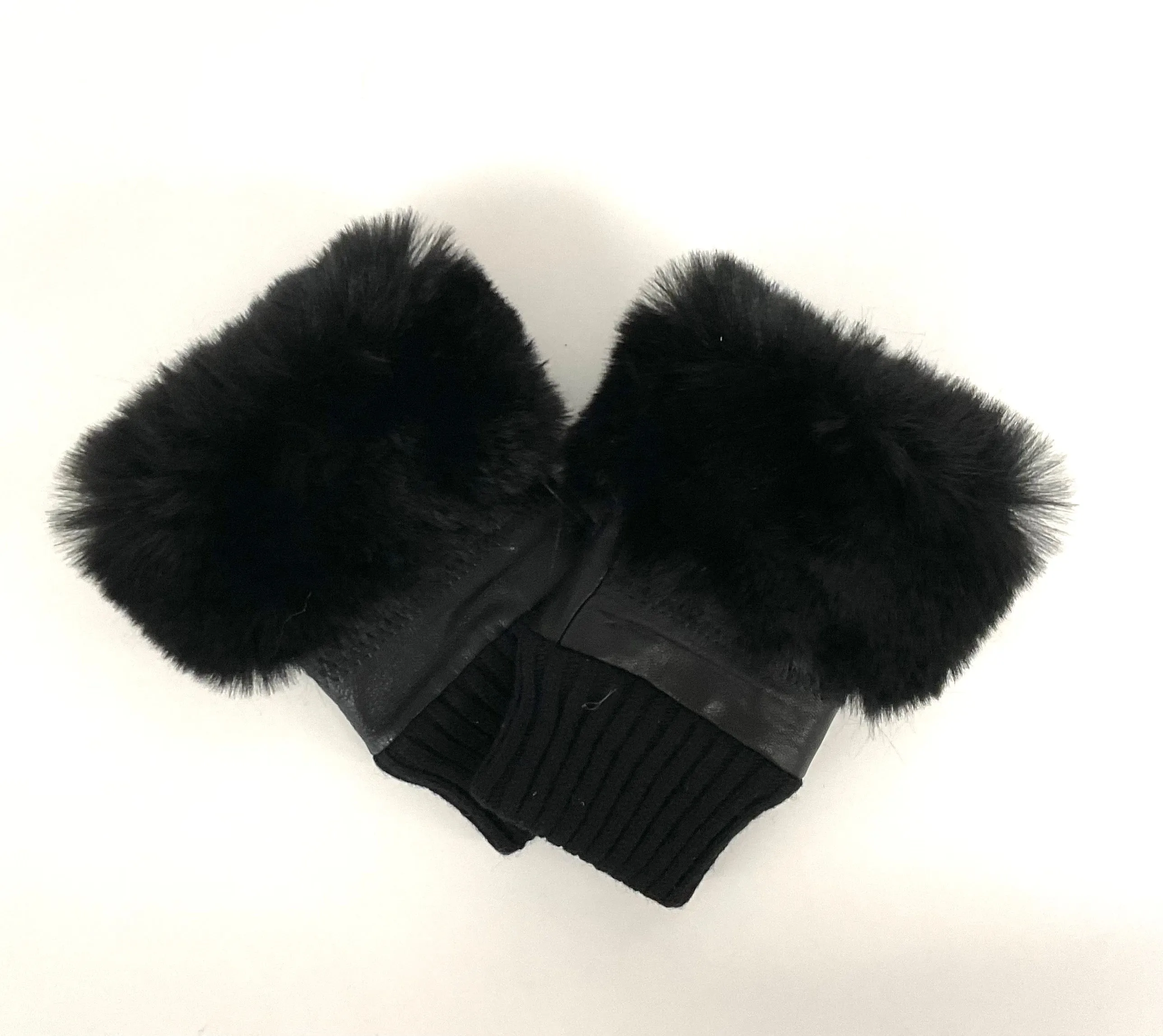 Leather and Faux Fur Fingerless Gloves