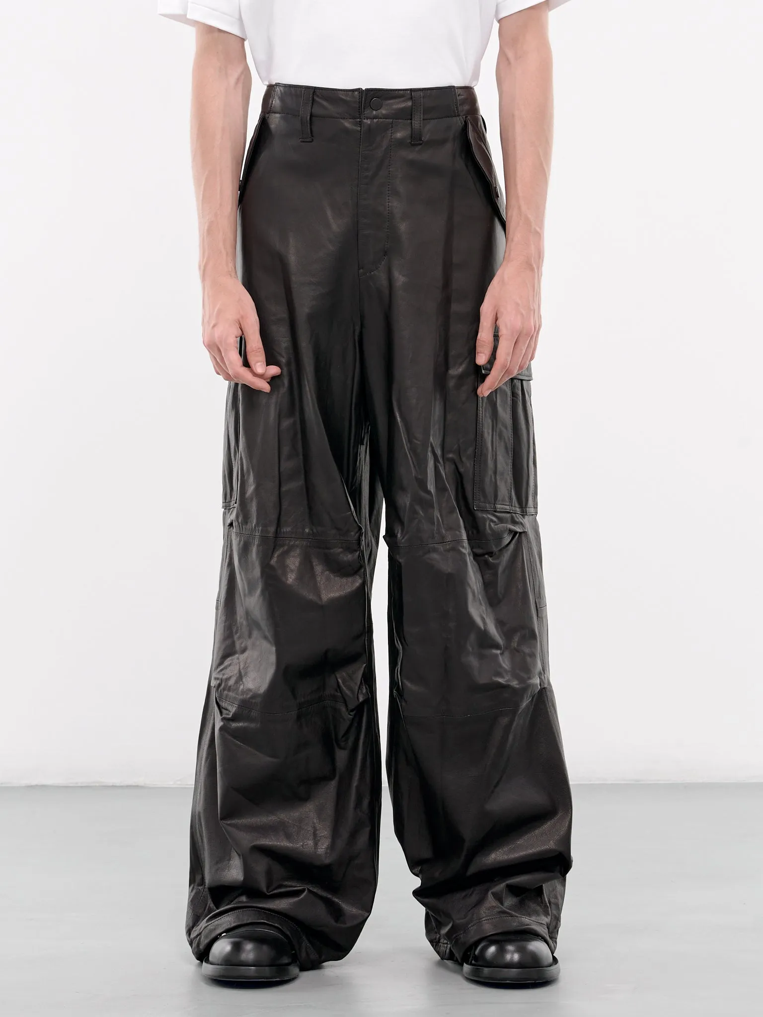 Leather Cargo Pants (AUP2404-BLACK)