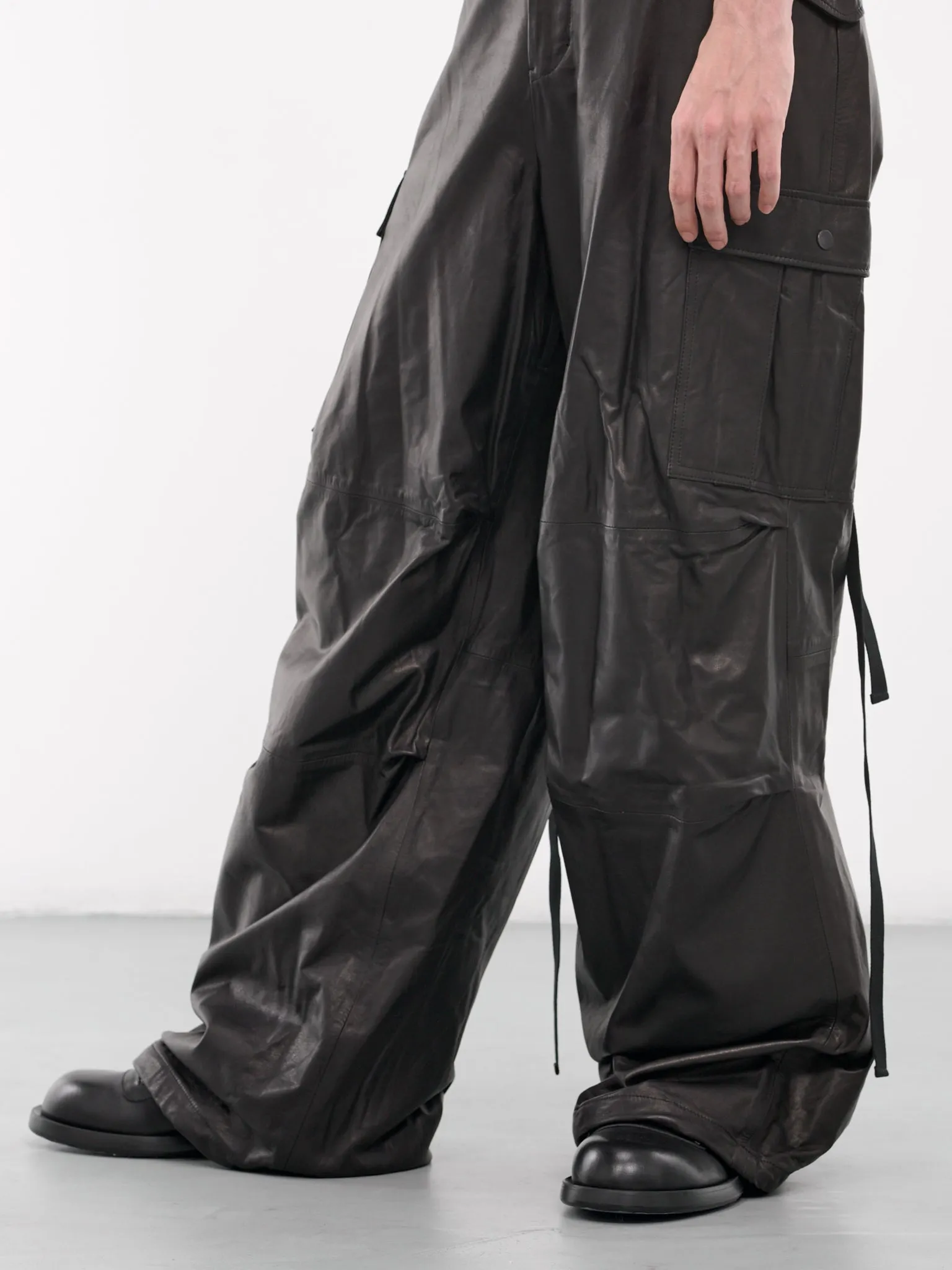 Leather Cargo Pants (AUP2404-BLACK)