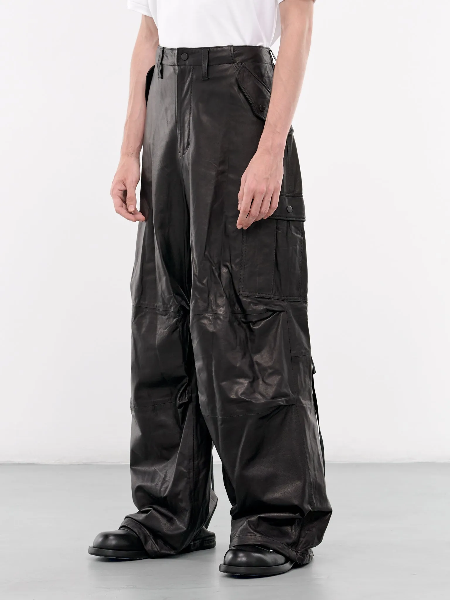 Leather Cargo Pants (AUP2404-BLACK)