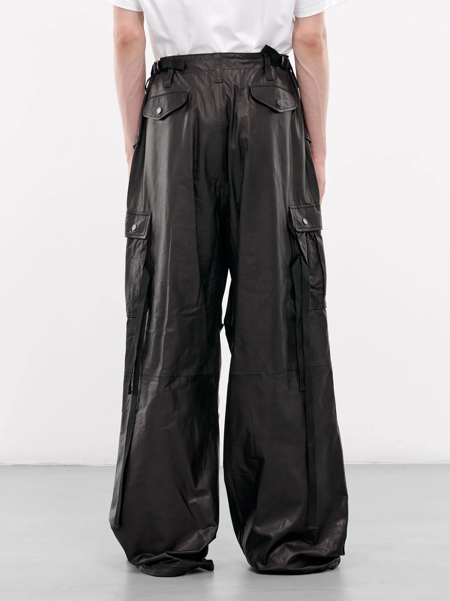 Leather Cargo Pants (AUP2404-BLACK)