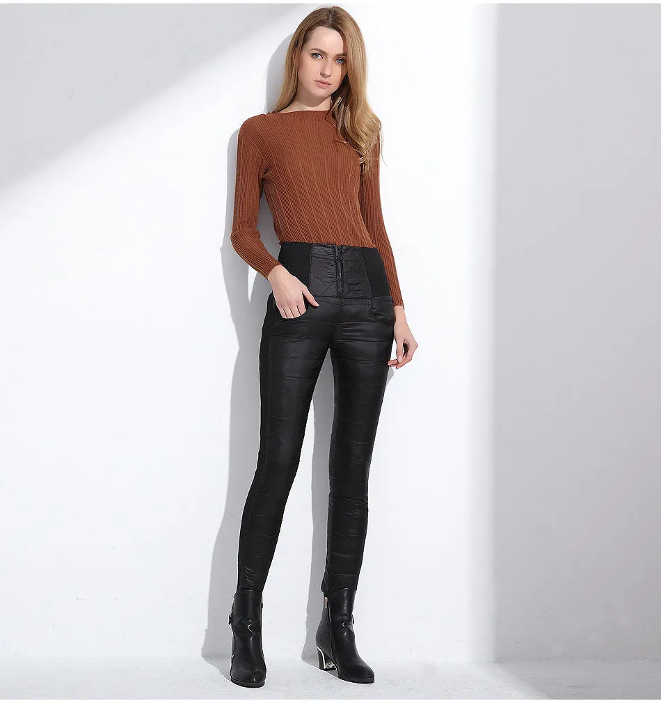 Legging High Waist Pants Winter Women Down Pants Plus Size Velvet Trousers Thickening Slim Thermal