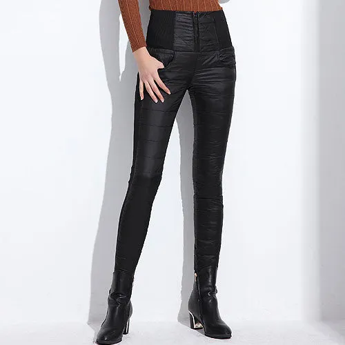 Legging High Waist Pants Winter Women Down Pants Plus Size Velvet Trousers Thickening Slim Thermal