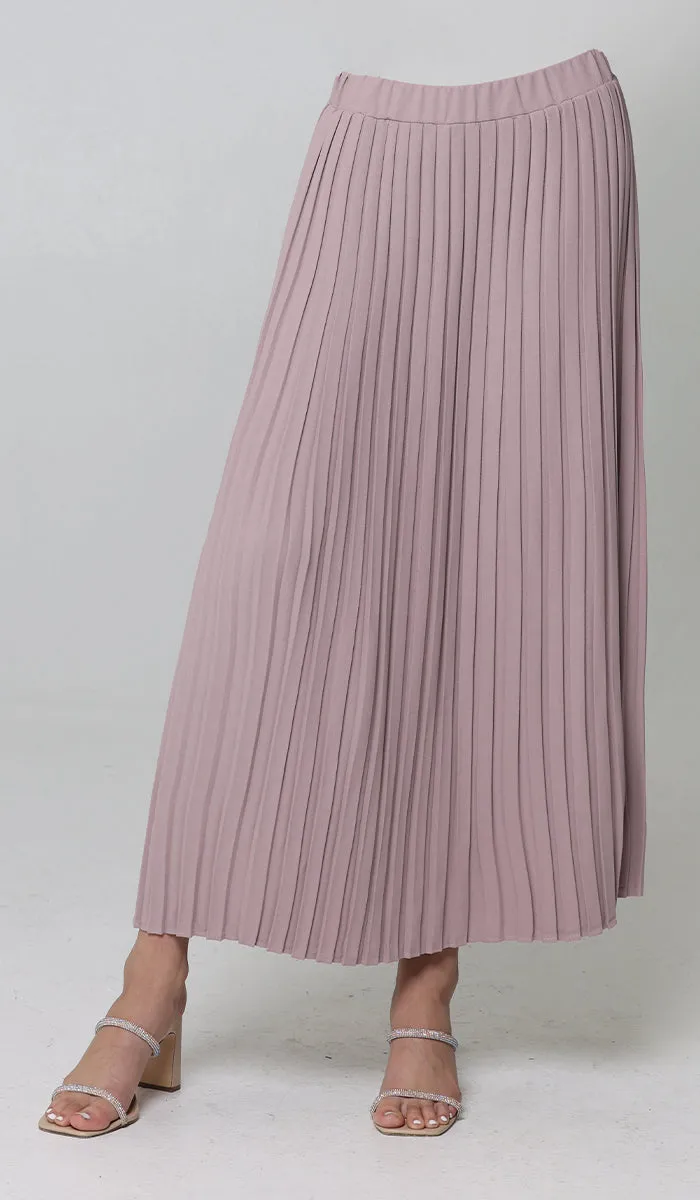 Lulu Pleated Long Maxi Skirt - Dusty Rose